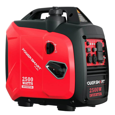 2500 Watt Portable Inverter Generator With 79.8cc Gas Engine, showing side controls and outlets