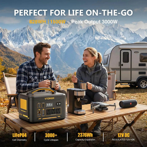 Jump 1500X Portable Power Station With 110W Solar Panel Kit 828Wh LiFePO4 Battery Solar Generator for camping shown in use outdoors