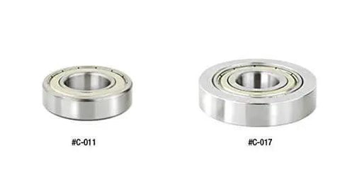 Pair of ball bearings, focusing on #C-011 and #C-017, suitable for Ball Bearing Rub Collar 2.031 In O D By 7/16 In Height For 3/4 In Spindle.