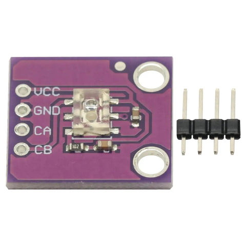 Two Pack AEDR-8300 Reflective Optical Encoder Modules with Two Channels, showing purple PCB and connector pins.