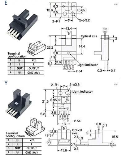Technical diagram of Slot Reflective Photoelectric Sensor Switch 940nm Infrared Module Plug And Play For 5 To 24V DC