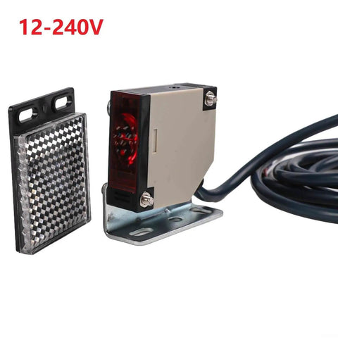 Reflector Photoelectric Sensor Switch With Infrared Beam Detection, 4 Meter Sensing Range, IP54 ABS housing, side view
