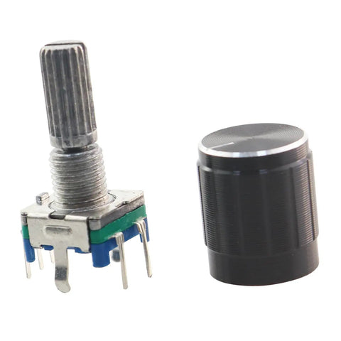 EC11 Rotary Encoder with Push Button 360 Degree 5 Pins and Knob Cap for DIY Audio Projects plum blossom handle