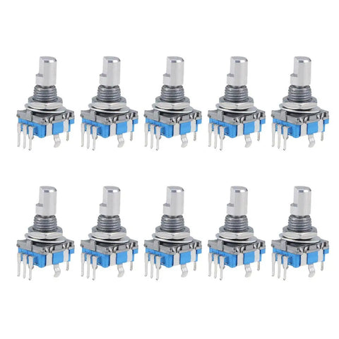 Pack of 10 360 Degree Rotary Encoder With Code Switch Digital Potentiometer 5 Pins 15mm D Shaft for DIY Electronics