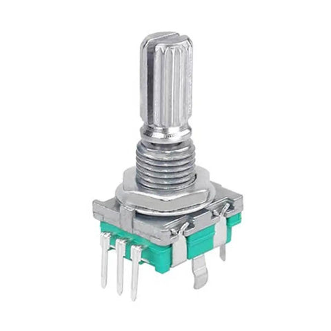 10 Pack 360 Degree Rotary Encoder Switches with Push Button for EC11 Potentiometer, metal encoder, smooth control, 15mm shaft.