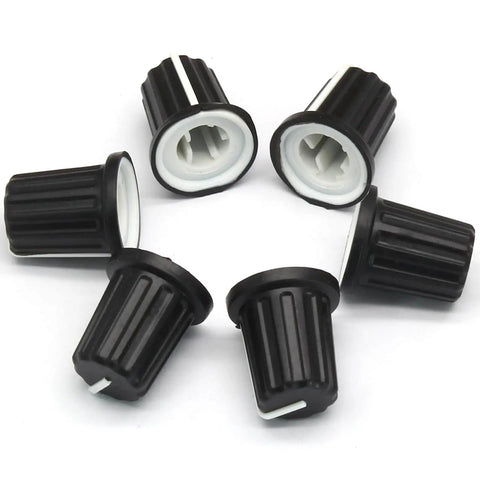 6 Pack 6mm D Type Potentiometer Knobs For 6mm Shafts Rubber Grip Guitar Volume Rotary Knobs Replacement For Encoders Black