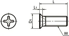 SNZFS-M2-3 NBK 3mm Long Cross Recessed Flat Head Machine Screws for Precision Instruments technical drawing