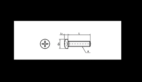 SPA-4-40-3/4-P Plastic Screw - Cross Recessed Pan Head Machine Screw - RENY - Inch Thread dimensions drawing