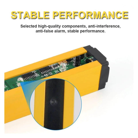 Close-up of Safety Light Curtain Sensor Switch With 4 To 42 Beams, showing internal components and aluminum alloy body for stable performance.