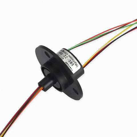 Six Channel Slip Ring With Carbon Brush Conductive Ring, 22Mm Diameter, 250Mm Wire Length, 2A Rating, Gold Contacts, AWG28 Silver Plated Teflon UL