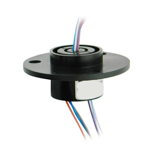 Image of a 6 Way Conductive Slip Ring 2A Rating for Stage Lights with visible rotary joint and lead wires, IP51 protection.