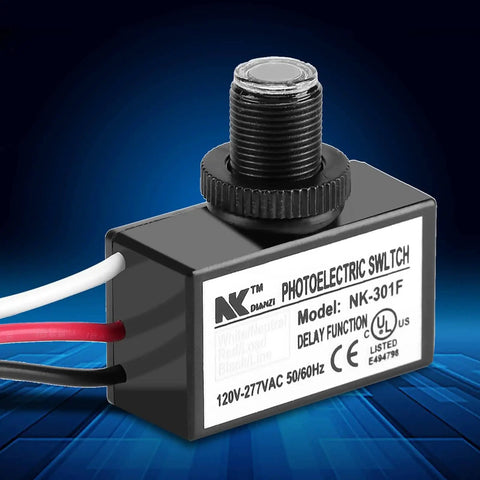 Smart Photoelectric Sensor Switch With Auto On Off For Lighting Fixtures 120V-277V AC Night Day Illumination Detection
