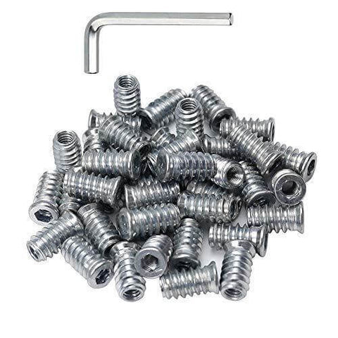 Threaded Inserts for Wood 1/4-20 Furniture Screw in Threaded Insert Nuts 20mm Length Pack of 40