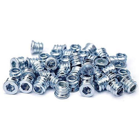 Threaded Inserts for Wood 1/4-20 x 10mm 50 Pieces