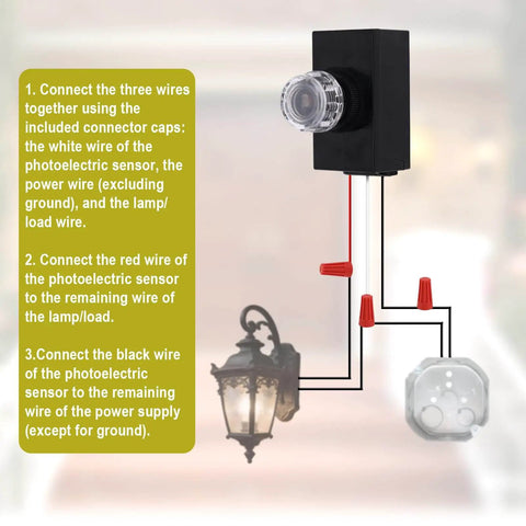 Three Pack Outdoor Photocell Sensor Kit 100 To 277 Volt Waterproof Dusk To Dawn Light Control Switch Sensor installation guide