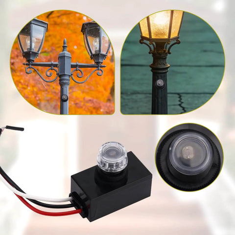 Three Pack Outdoor Photocell Sensor Kit 100 To 277 Volt Waterproof Dusk To Dawn Light Control with wire caps for outdoor lights