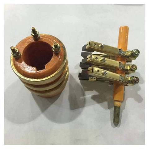 Three Way Conductive Slip Ring For Rotary Power Transfer, Inner Diameters 25 30 35 mm, Outer Diameter 58 mm, shown unassembled