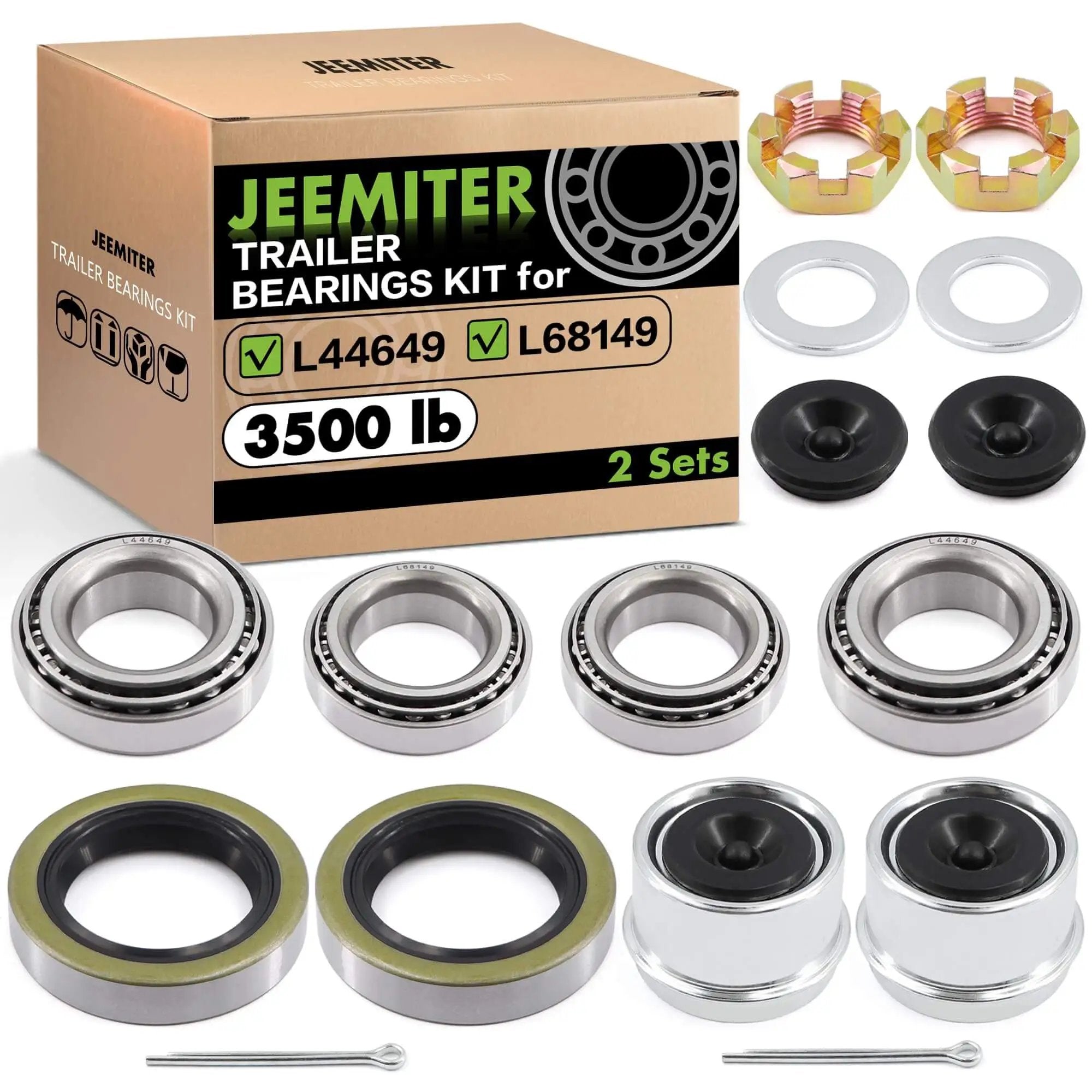 Trailer Bearing Kit For 84 Spindle And 3500 Lb Axles,