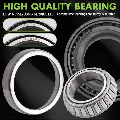 Close-up of chrome steel bearings from Trailer Bearing Kit For 84 Spindle And 3500 Lb Axles, Complete Hub Kit, 2 Sets With 1.98 Inch Dust Covers