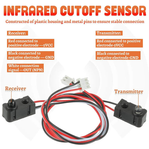 Two Pack Infrared Break Beam Distance Sensor With 5mm LED Indicators Split Through Beam Photoelectric Switch, wiring diagram shown