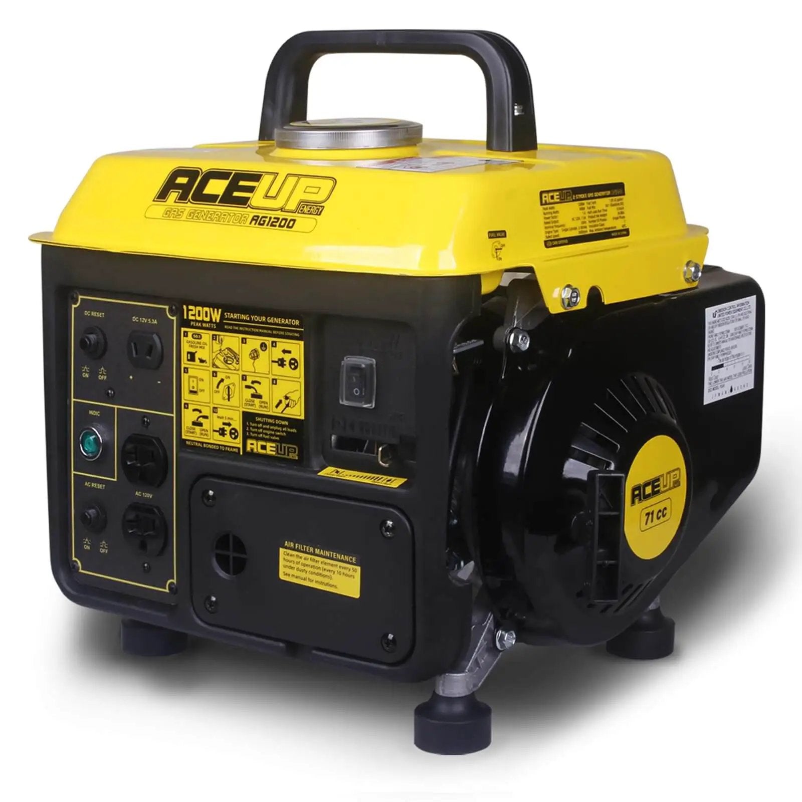 Gas Powered Portable Generator With 1200W Peak And 900...