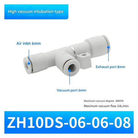 Pro Grade Vacuum Ejector Generator For Pneumatic Systems With Internal Threaded Connector And Air Ejector Model ZH10DS-06-06-08