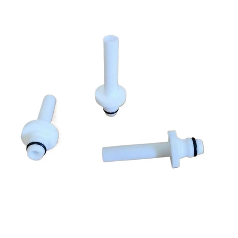 Venturi Ejector Replacement Set For CS 130 Powder Coating Pump in white material, 3 pieces shown.