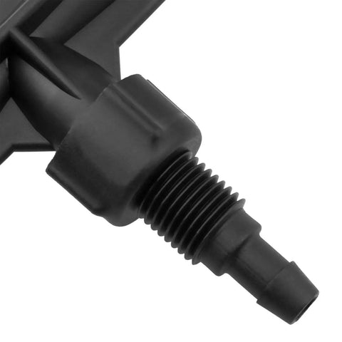 Close-up of black Venturi Fertilizer Injector For Drip Irrigation System Premium PP Plastic Venturi Ejector coupling detail