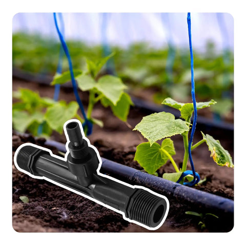2 Pack 1 Inch Venturi Fertilizer Injectors For Irrigation Systems, Black Plastic Water Mixer Tube in garden with drip irrigation