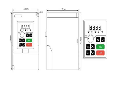 Diagram of VFD inverter ready for Water Cooled 220V 2.2kW ER25 Wood Spindle With Ceramic Ball Bearings