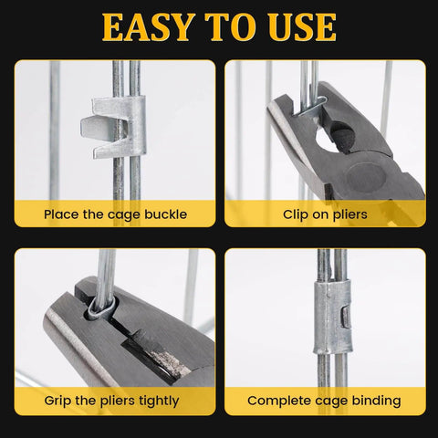 Steps to use 1800 Pieces Wire Cage Clips With Pliers Non Slip Handle For Rabbit Chickens Birds Dogs Hog Cages J Clips
