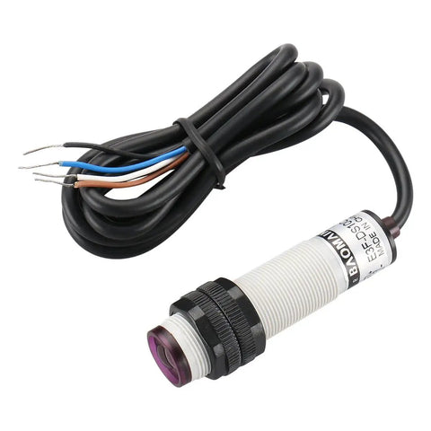 Workhorse M18 Diffuse Reflection Photoelectric Sensor Switch with 10cm sensing distance, NPN NO NC, 4 wire for industrial automation.