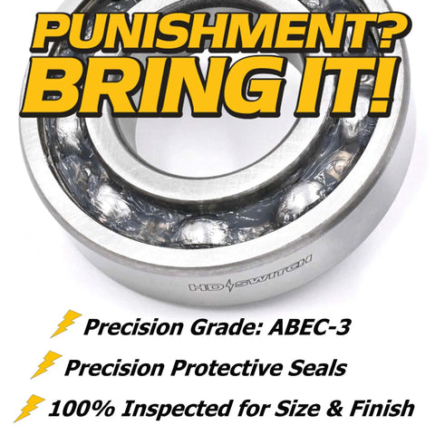 Close-up of high-precision bearing from Beefed Up 6 Pack Deck Spindle Bearing Rebuild Kit with High Temperature Grease.