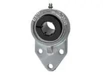 Front view of 1-7/16 in Sealed Ball Bearing Insert for 3-Bolt Flange Housing, Nickel Plated Cast Iron, Concentric Collar Accu-Loc Locking