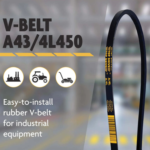 A43/4L450, A/4L, Classic Wrapped V-Belt, Rubber, 1/2" x 45" Outside Circumference, industrial equipment use
