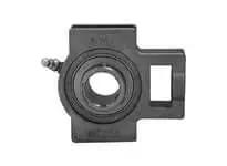 Front view of 35mm Stainless Set-Screw Take-Up Unit Single Heavy Duty Bearing Housing with Set Screw Lock for Shaft Support