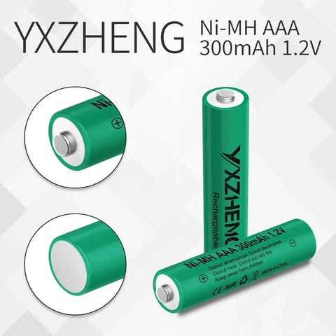 8 Pack AAA NiMH Rechargeable Battery 1.2V 300mAh For Outdoor Solar Lights, showing battery details and brand name YXZHENG