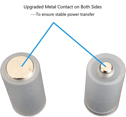 Close-up of AAA to AA Battery Adapter Case With Metal Contacts, Clear, showing upgraded metal contact points on both sides.