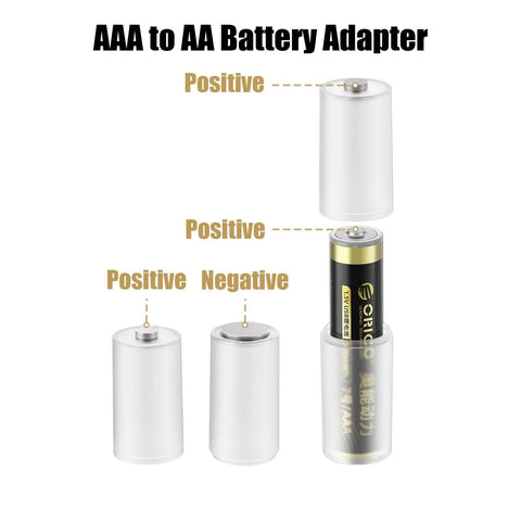 AAA To AA Battery Adapter Kit 8 Pack Converter Cases Holder Shell With Metal Contacts On Bottom Converts AAA Batteries To Standard AA