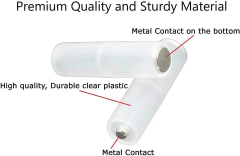 40 Pcs AAA to AA Battery Adapters Converting AAA to AA with Secure Metal Contact, clear white plastic showing metal contacts