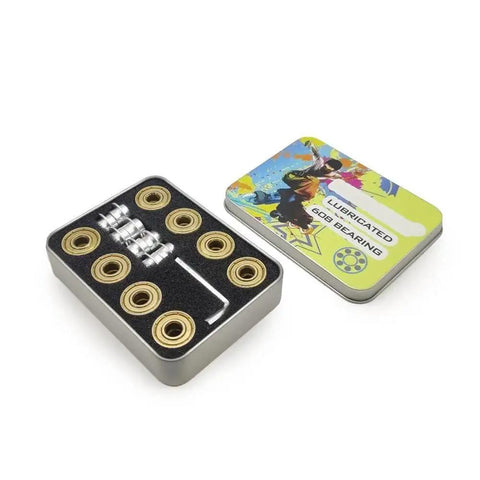 ABEC 9 High Speed 608zz Inline Skate Bearing With Spacer in metal case, chrome steel dual dust covers, for skates and scooters