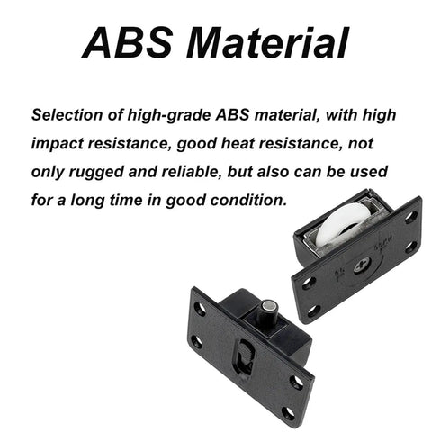 2 Pieces Black Sliding Cabinet Hardware Kit For Wardrobes And Closets Mute Door Pulley Wheels Made From ABS Material displayed