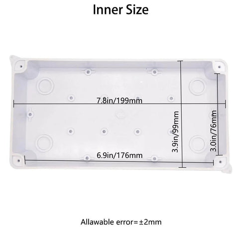 Inner view of Outdoor IP65 Waterproof Junction Box With Eight Reserved Holes ABS Plastic Electrical Enclosure dimensions