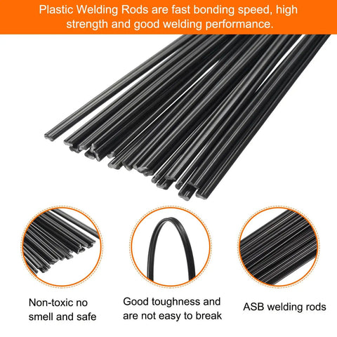 20 Pcs 8 Inch ABS Plastic Welding Rods For Auto Body Bumpers Kayaks And Boats Black Durable Strips for Plastic Welder DIY Repairs