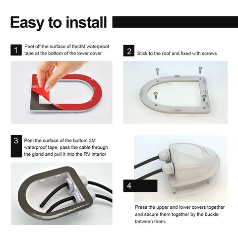 Installation steps for ABS Solar Double Cable Entry Gland For 2mm2 To 6mm2 Cables Weatherproof Seal Upgrade with split covers.