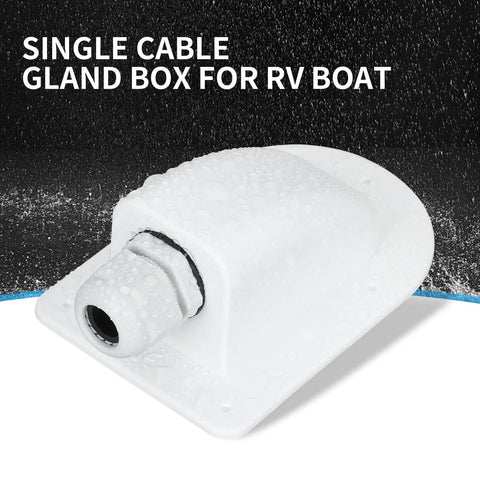 Front view of Versatile Weatherproof ABS Solar Cable Entry Gland For 3mm2 To 12mm2 Cables, IP68 rated, for RVs and boats.