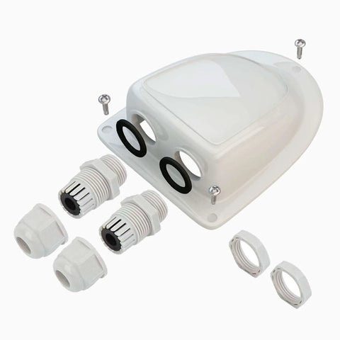 ABS Solar Double Cable Entry Gland For 2mm2 To 6mm2 Cables Weatherproof Seal Upgrade With Split Upper And Lower Covers For RV Camper Van Travel Trailer Boat Cabin White