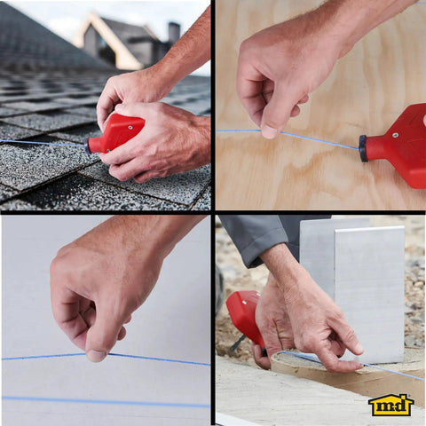 Durable ABS Tuff Line contractor chalk reel delivers precise layout marking with a 0.06 in braided line and 100 ft reach, ideal for carpentry, construction, and masonry on wood, concrete, and drywall, offering reliable performance and easy reloading.