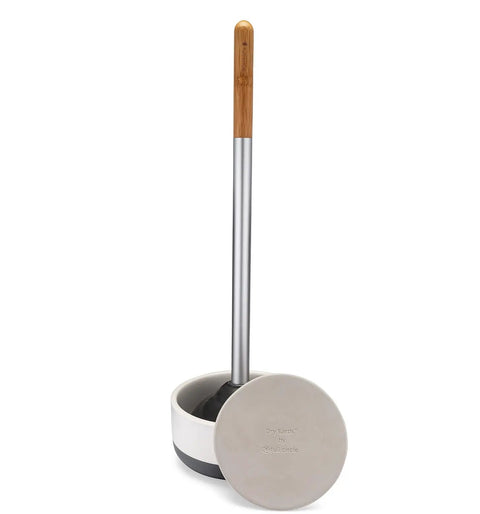 Full Circle Scrub Queen toilet brush with ceramic base and Absorbent Dry Earth Disk Refill for Toilet Brush Holder With Diatomaceous Earth Delivers Instant Dry And Odor Mildew Prevention No Mess Easy Swap Hygienic Fit Full Circle Scrub Queen Toilet Brush Refills.