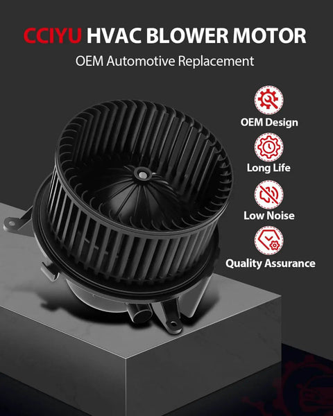 Front view of AC Blower Motor For Chevy Silverado GMC Sierra Buick Enclave Cadillac Escalade Acadia 2010 2017 Compatible With 3.6L 4.3L 4.8L 5.3L 6.0L 6.2L Engines For All Models